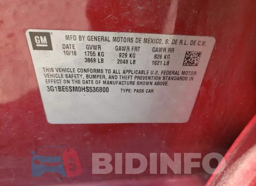 3G1BE6SM0HS536800 Photo# 10