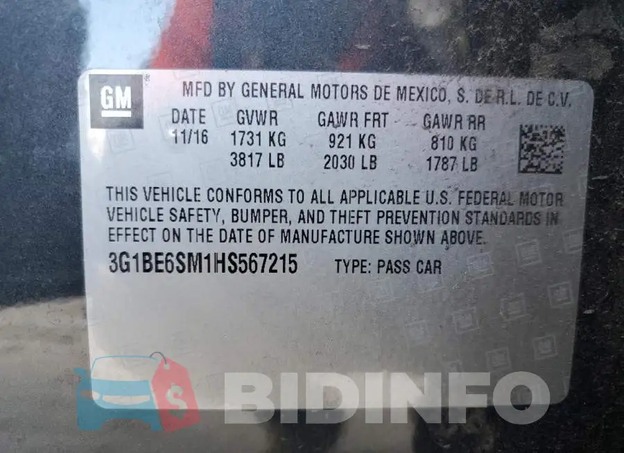 3G1BE6SM1HS567215 Photo# 10