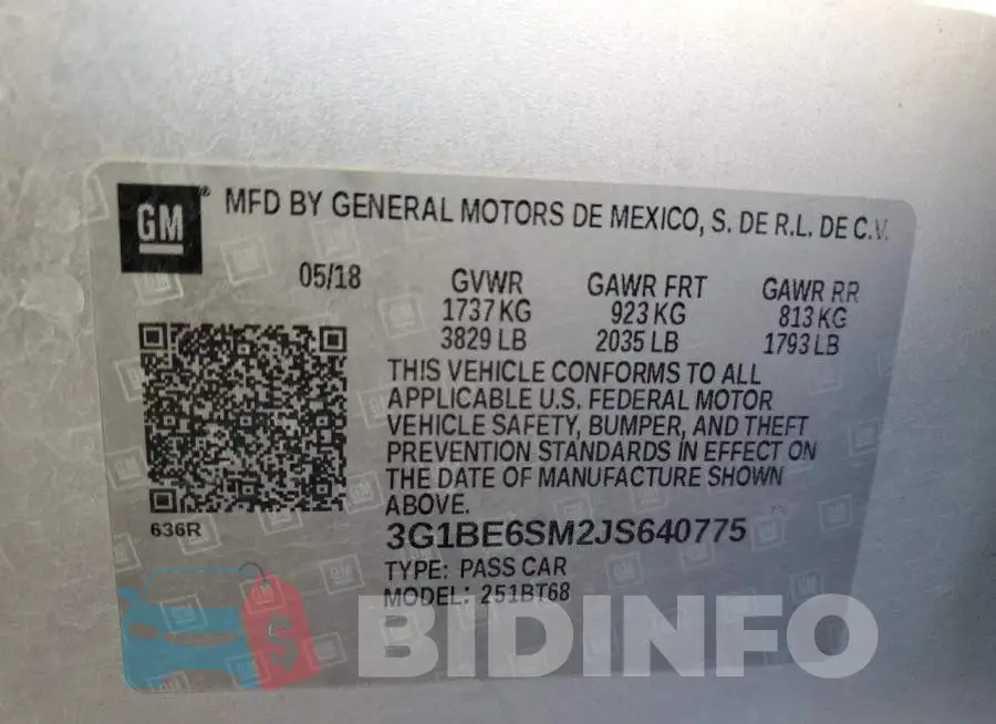 3G1BE6SM2JS640775 Photo# 13
