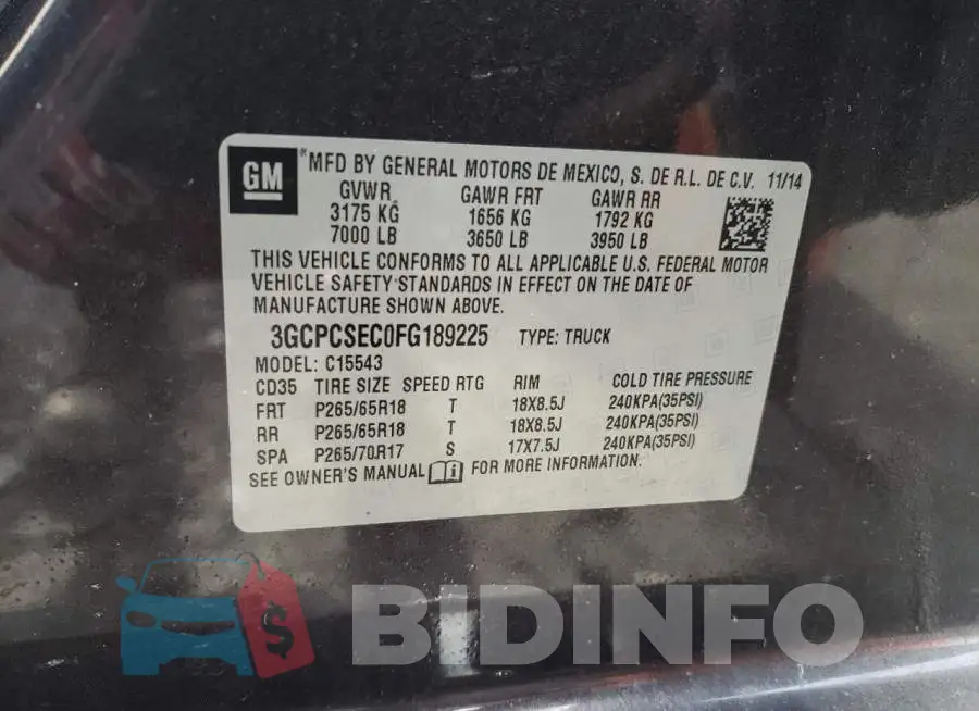3GCPCSEC0FG189225 Photo# 13