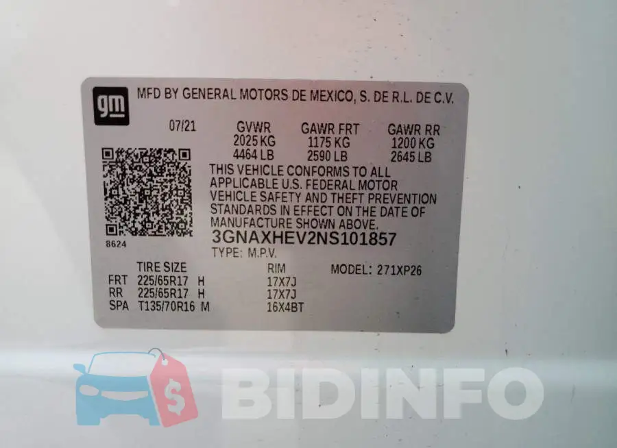 3GNAXHEV2NS101857 Photo# 13