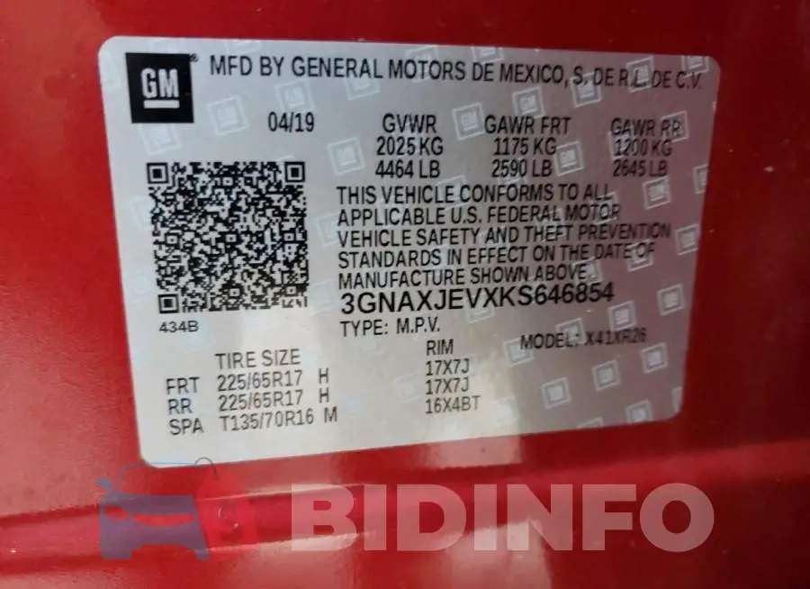 3GNAXJEVXKS646854 Photo# 13
