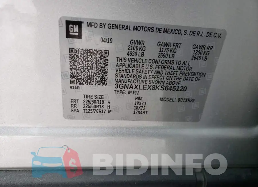 3GNAXLEX8KS645120 Photo# 13