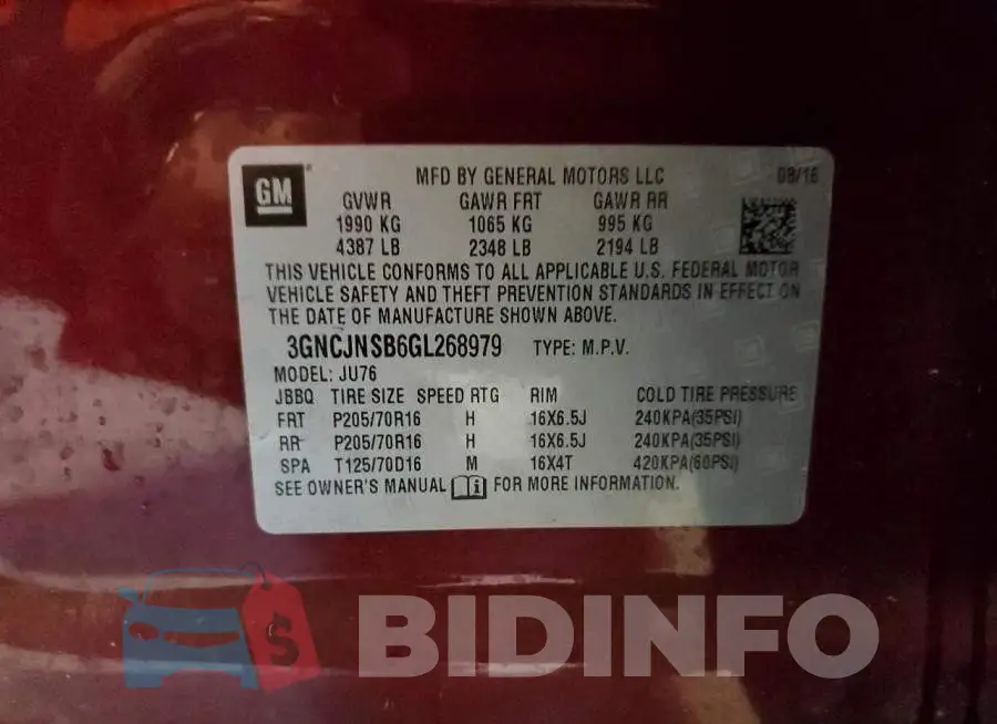 3GNCJNSB6GL268979 Photo# 10
