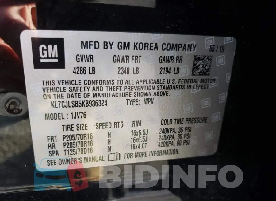KL7CJLSB5KB936324 Photo# 13