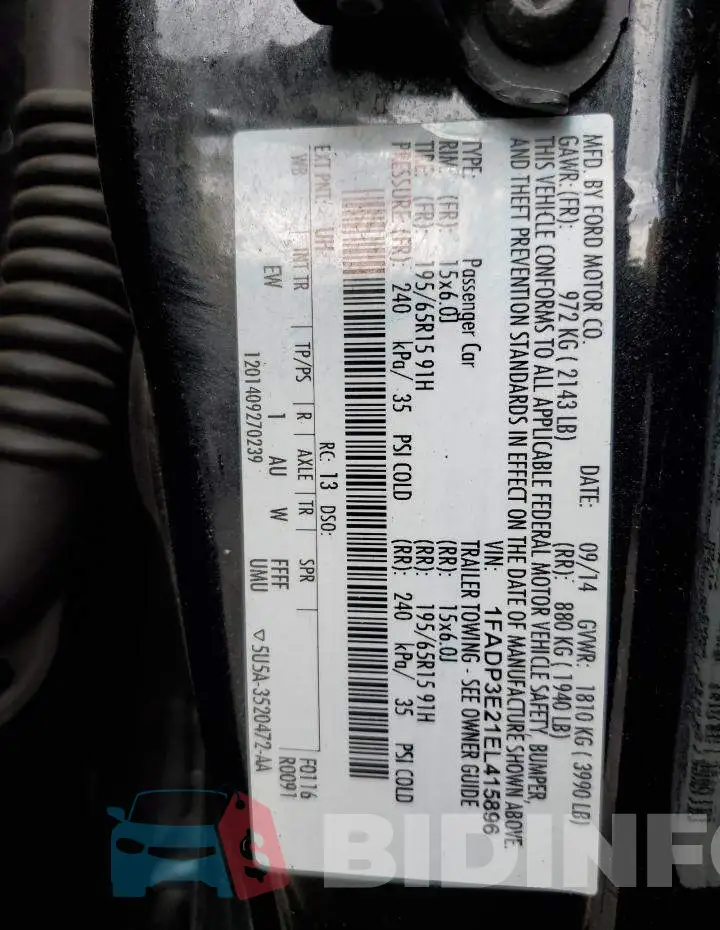 1FADP3E21EL415896 Photo# 13