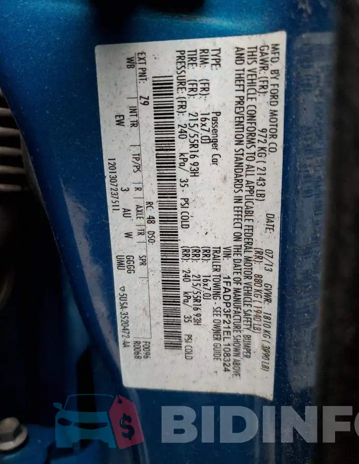 1FADP3F21EL108324 Photo# 12