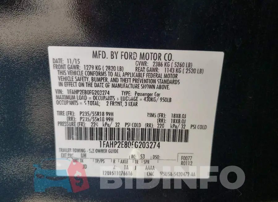 1FAHP2E80FG203274 Photo# 10
