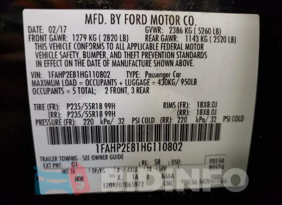 1FAHP2E81HG110802 Photo# 13