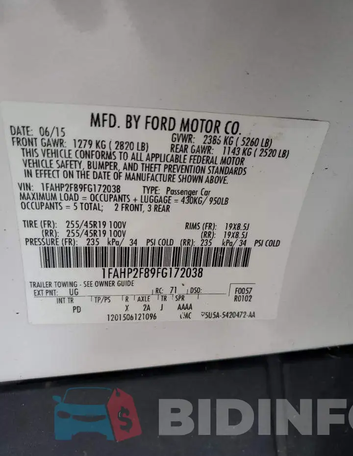 1FAHP2F89FG172038 Photo# 12