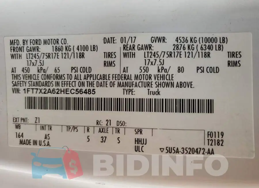 1FT7X2A62HEC56485 Photo# 12