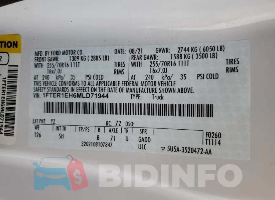 1FTER1EH6MLD71944 Photo# 12