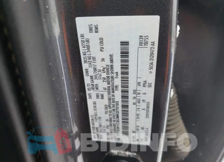 1FTEW1CB3MKD70103 Photo# 12
