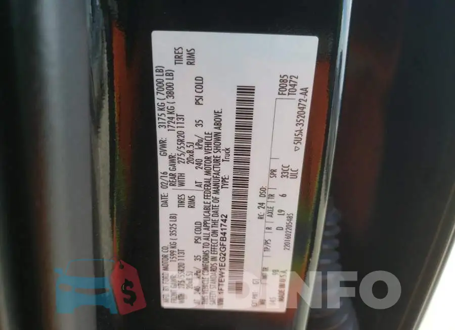 1FTEW1EG2GFB41742 Photo# 12