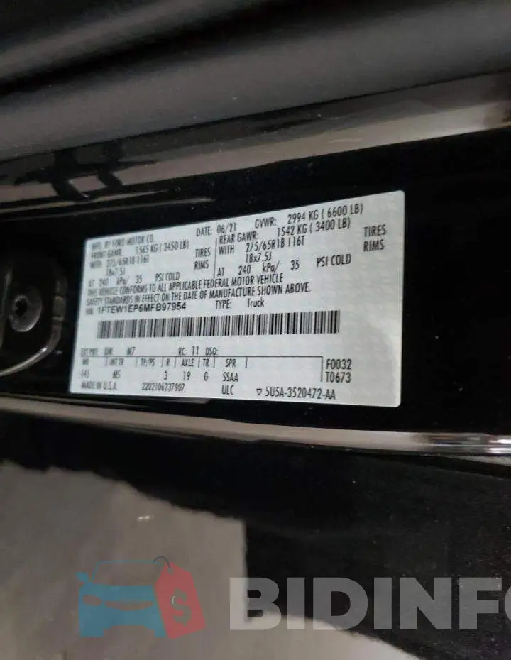 1FTEW1EP6MFB97954 Photo# 10
