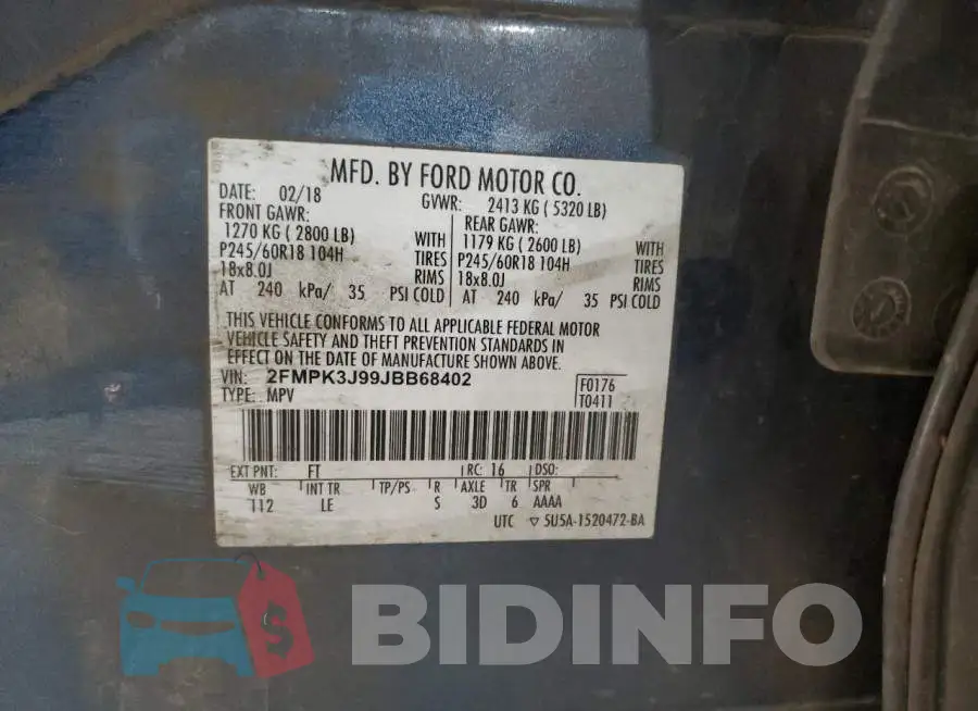 2FMPK3J99JBB68402 Photo# 12