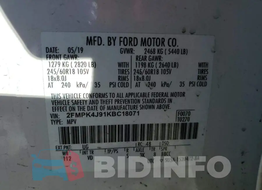 2FMPK4J91KBC18071 Photo# 13