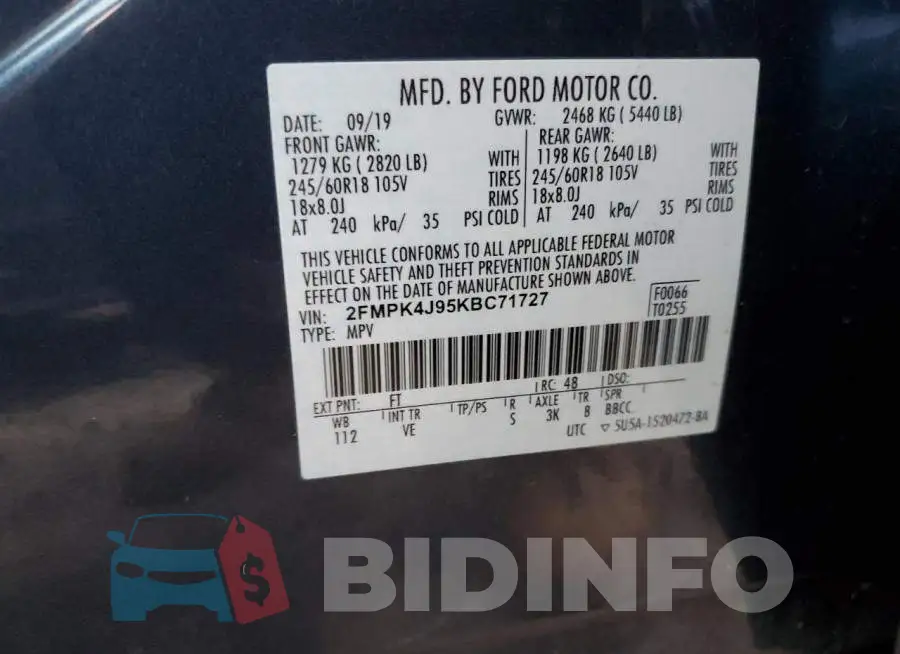 2FMPK4J95KBC71727 Photo# 12