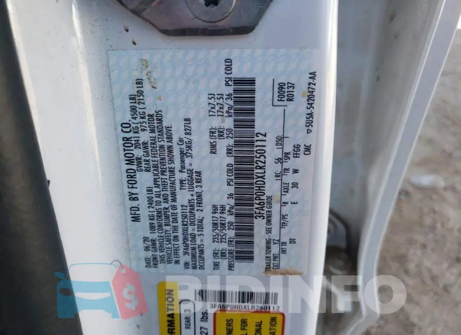 3FA6P0HDXLR250112 Photo# 12