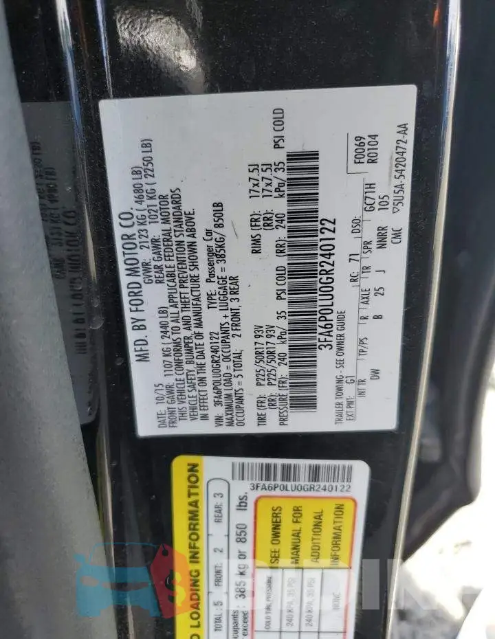3FA6P0LU0GR240122 Photo# 12