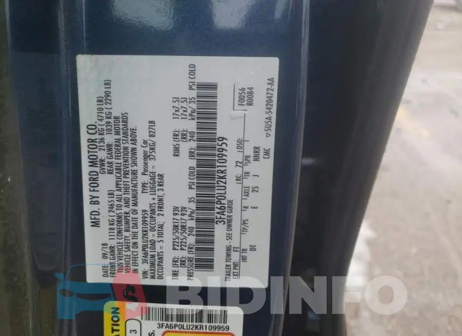 3FA6P0LU2KR109959 Photo# 12