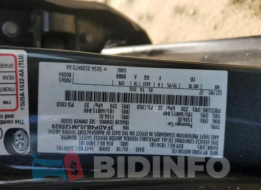 3FADP4BJ5JM125929 Photo# 12