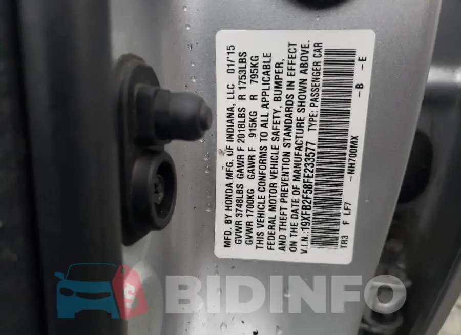 19XFB2F58FE233577 Photo# 12