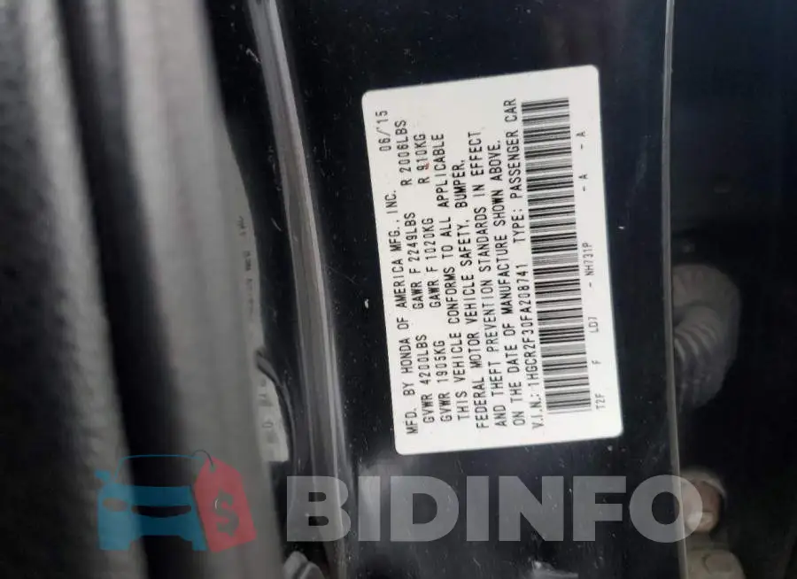 1HGCR2F30FA208741 Photo# 12
