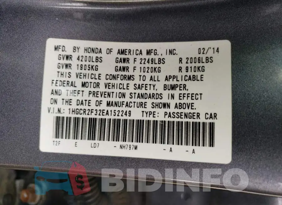 1HGCR2F32EA152249 Photo# 13