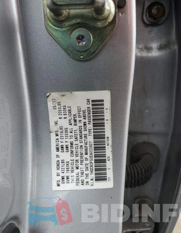 1HGCR2F50EA033827 Photo# 12