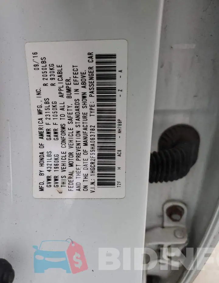 1HGCR2F55HA063782 Photo# 13