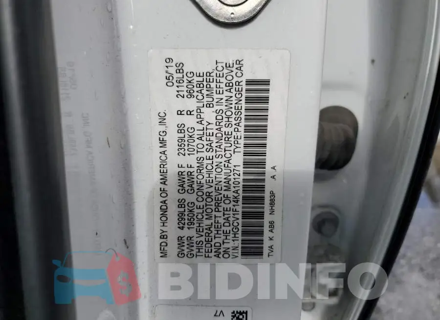 1HGCV1F14KA101271 Photo# 12