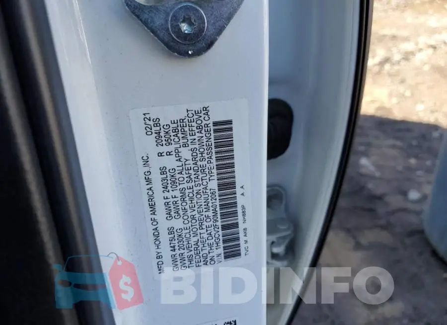 1HGCV2F90MA012067 Photo# 12