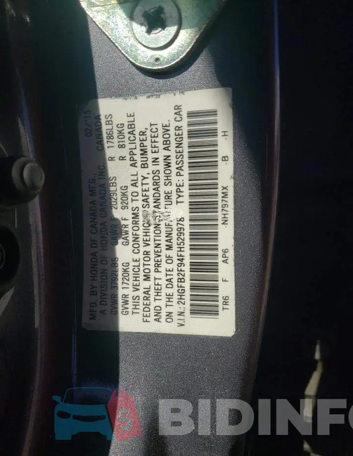 2HGFB2F94FH529978 Photo# 12
