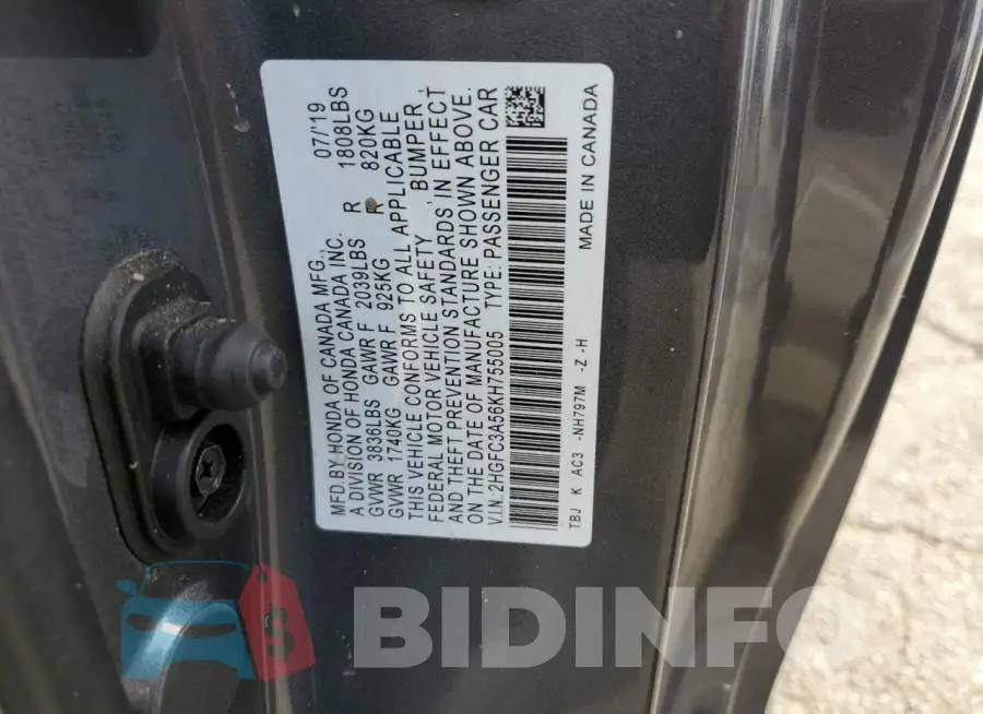 2HGFC3A56KH755005 Photo# 13