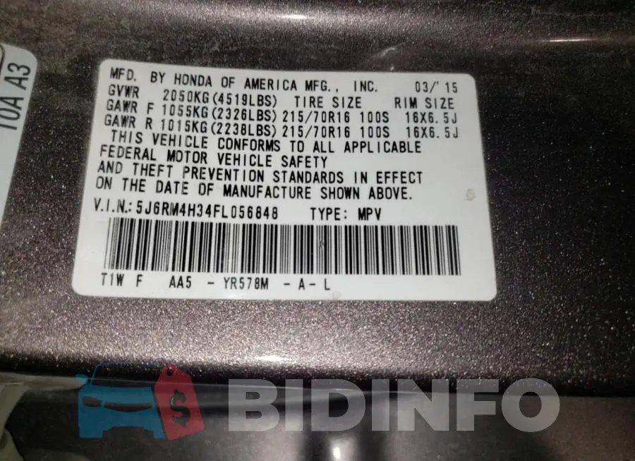 5J6RM4H34FL056848 Photo# 12