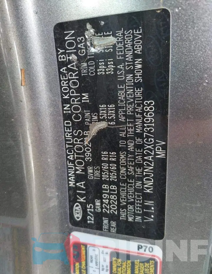 KNDJN2A2XG7319683 Photo# 13