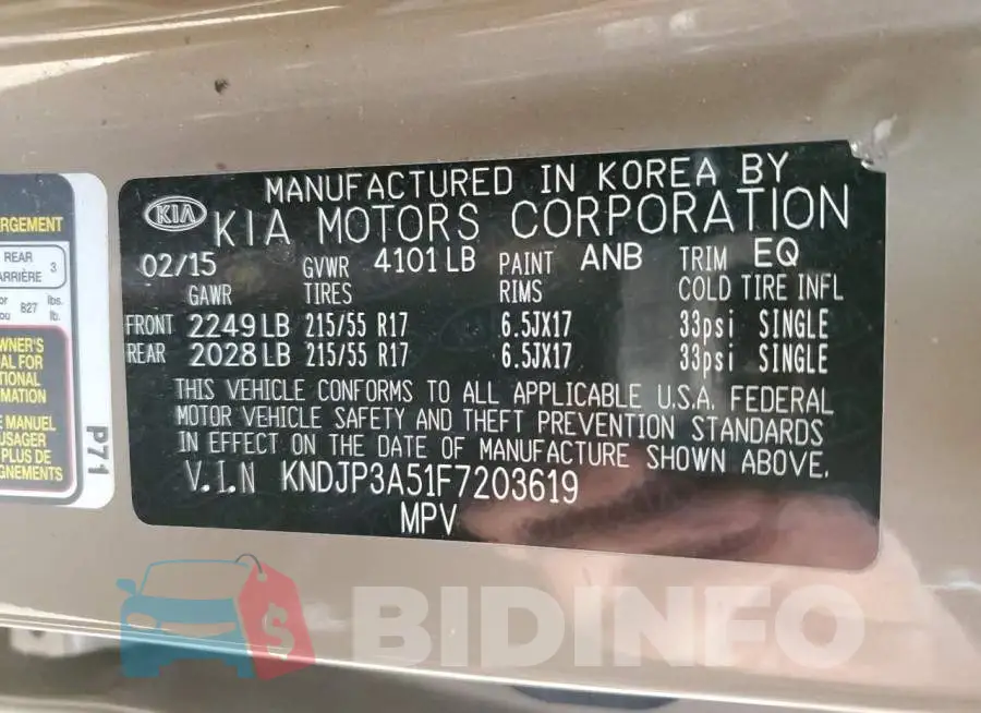 KNDJP3A51F7203619 Photo# 10