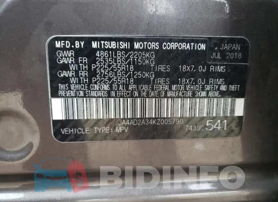 JA4AD2A34KZ005790 Photo# 14