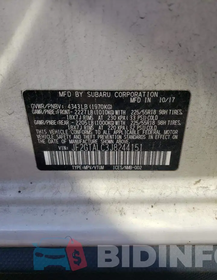 JF2GTALC3J8244151 Photo# 13