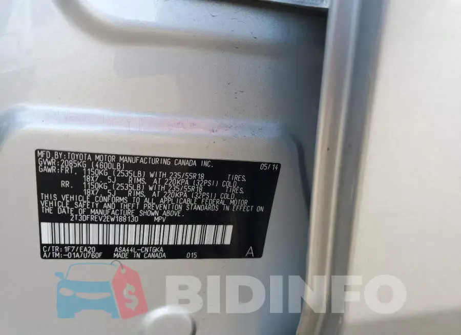2T3DFREV2EW188130 Photo# 12