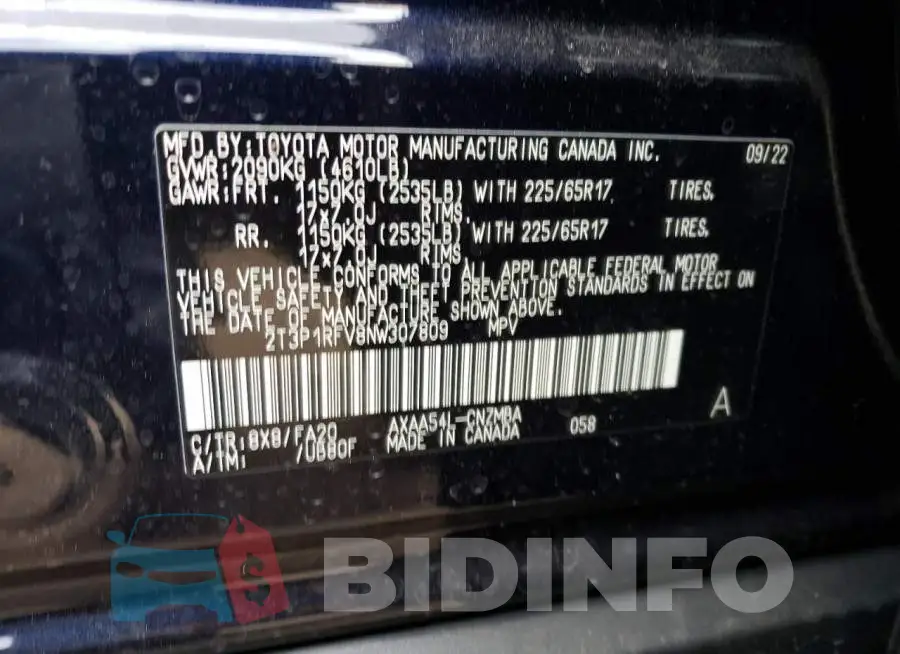 2T3P1RFV8NW307809 Photo# 14