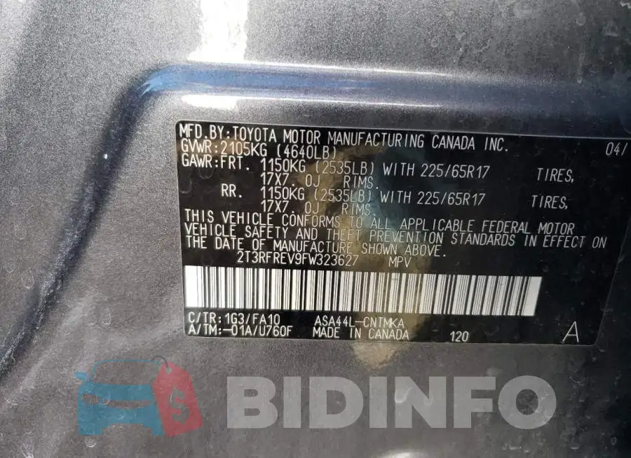 2T3RFREV9FW323627 Photo# 13