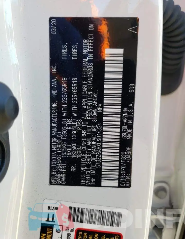 5TDZZRAHXLS014334 Photo# 12