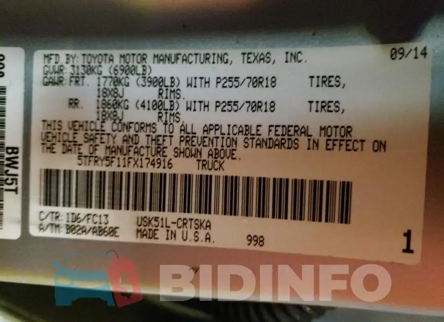 5TFRY5F11FX174916 Photo# 12