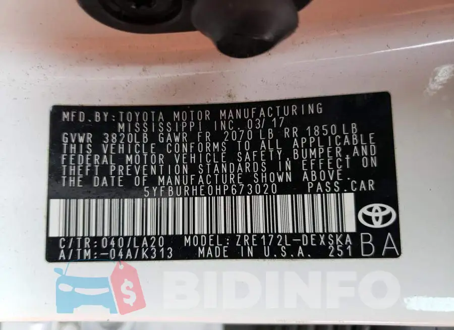 5YFBURHE0HP673020 Photo# 12