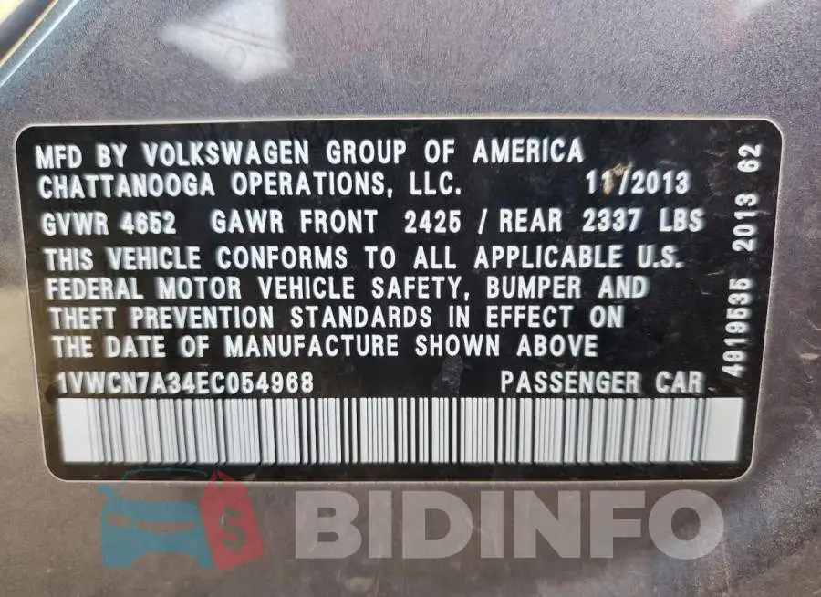 1VWCN7A34EC054968 Photo# 12