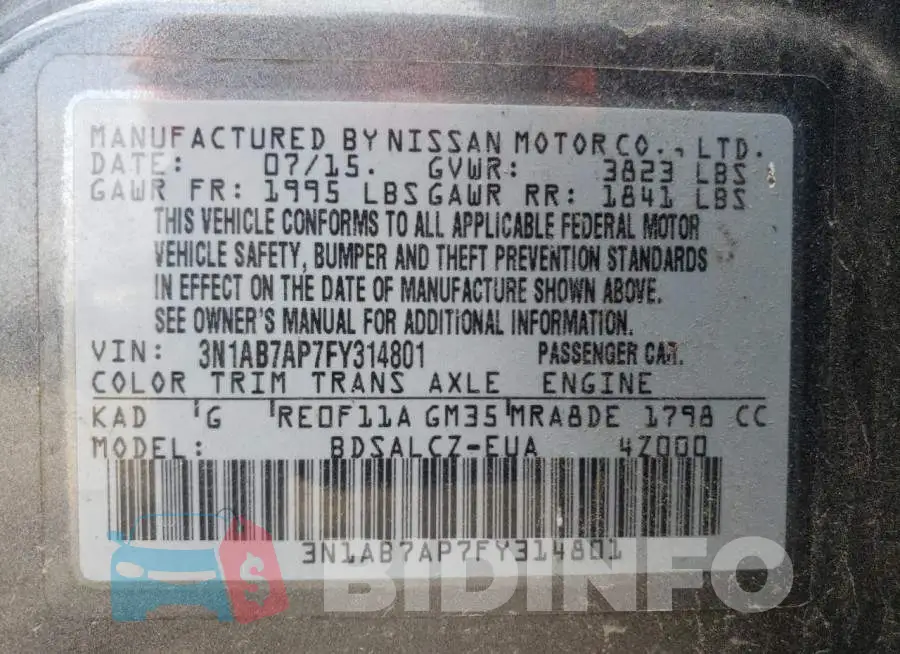 3N1AB7AP7FY314801 Photo# 13