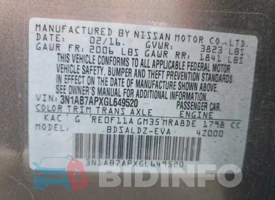 3N1AB7APXGL649520 Photo# 12