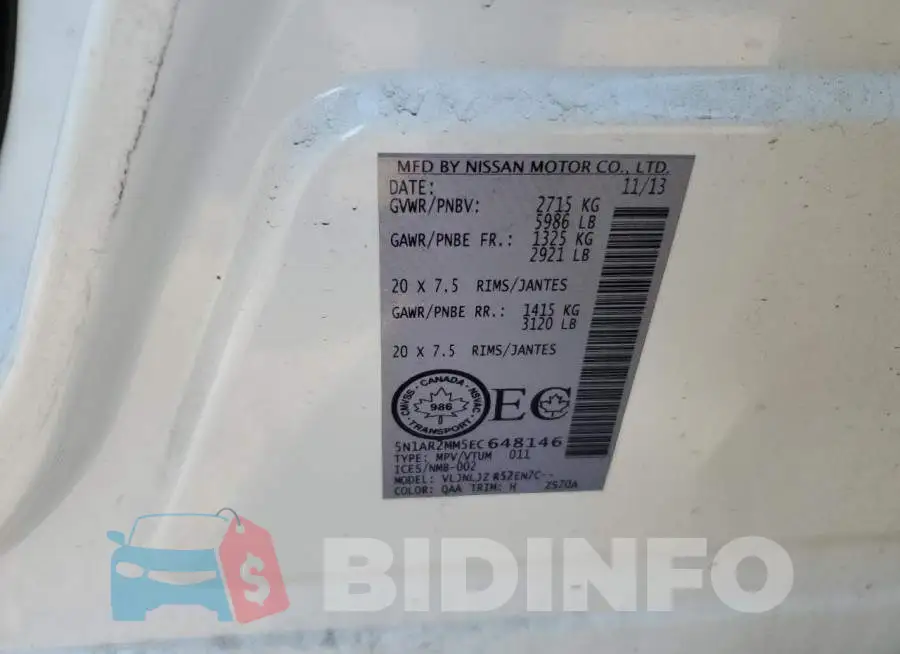 5N1AR2MM5EC648146 Photo# 12